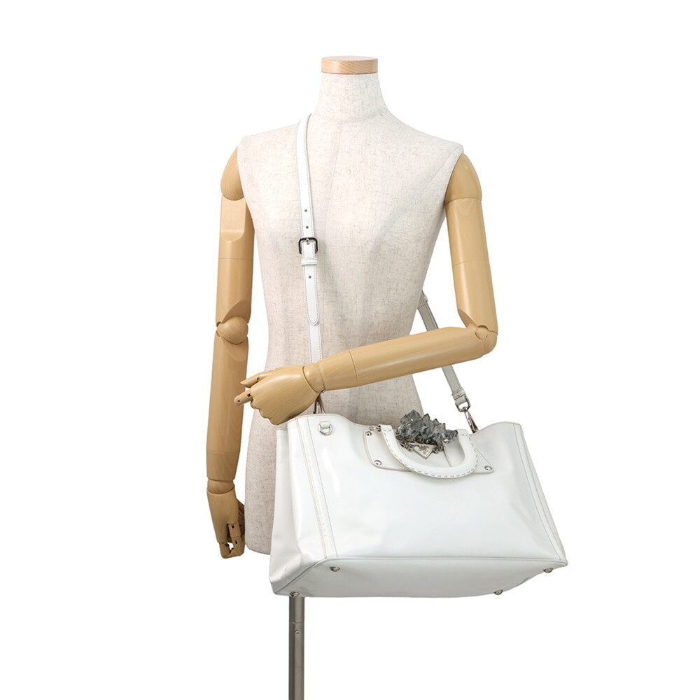 Prada handbag, crystal leather, PRADA 2-way, white. - Picture 5 of 16